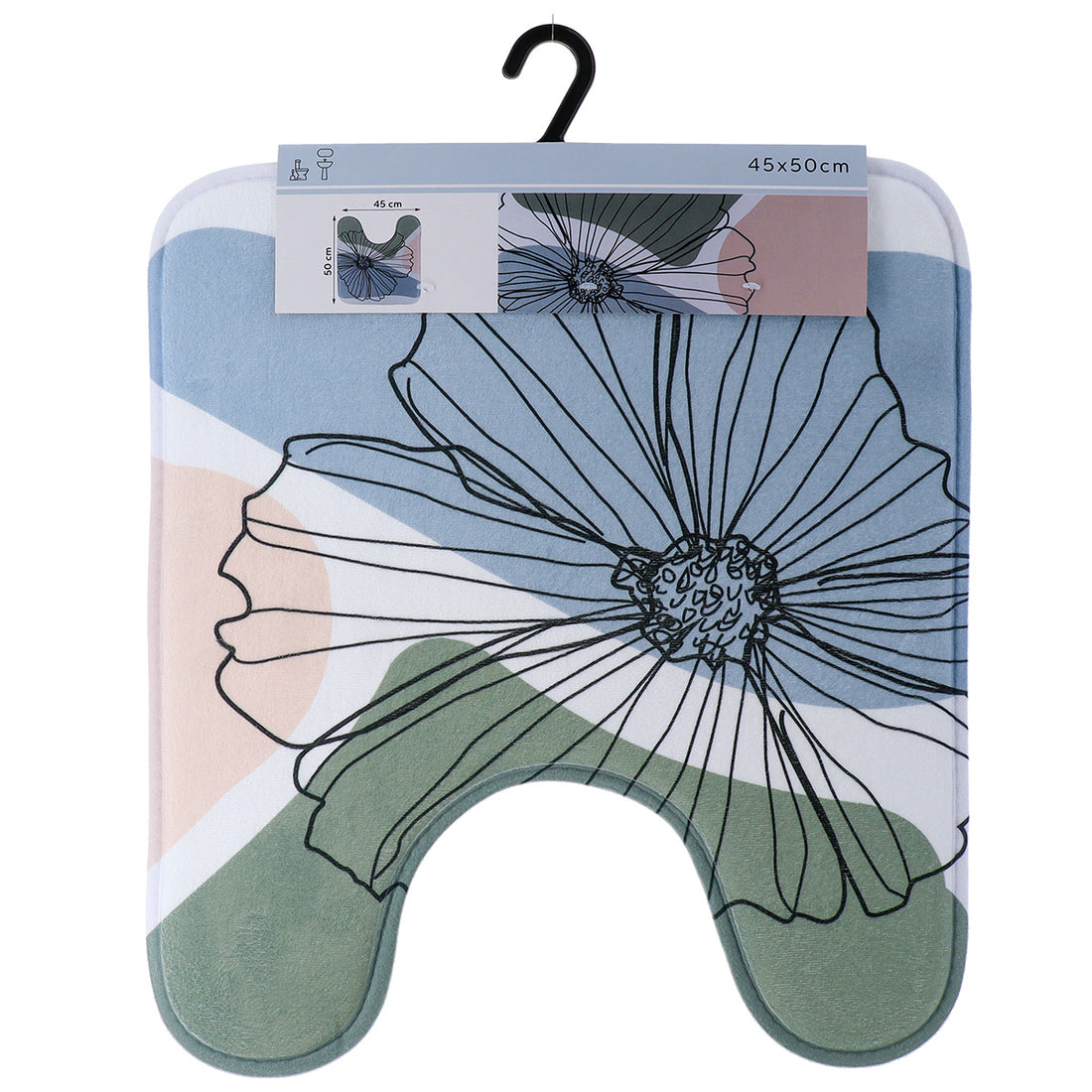Covoraș contur WC din microfibră imprimată 45×50 cm – model Flowers