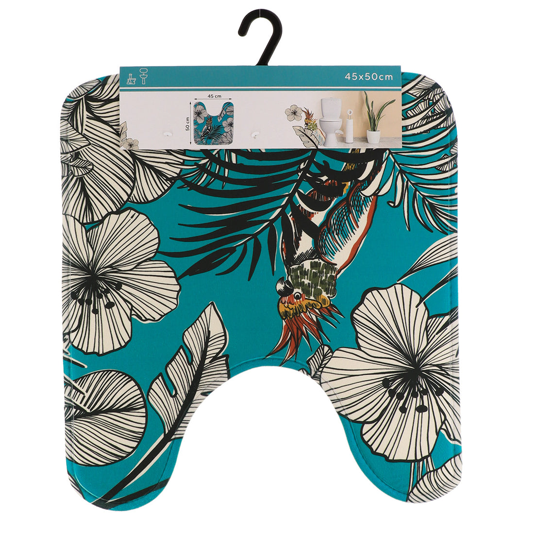 Covoraș contur WC din microfibră imprimată 45×50 cm – model Jungle Fever Bleu