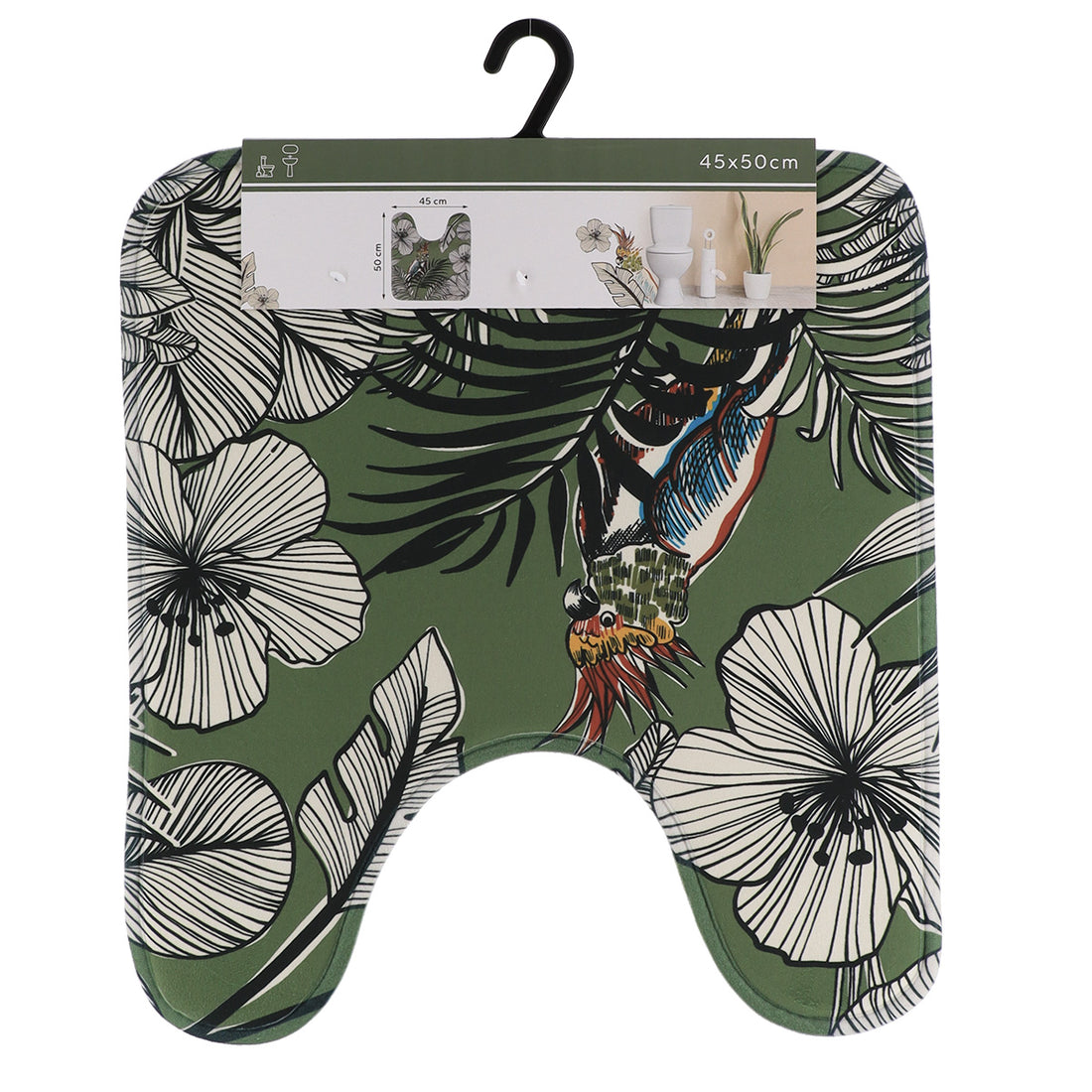 Covoraș contur WC din microfibră imprimată 45×50 cm – model Jungle Fever Kaki