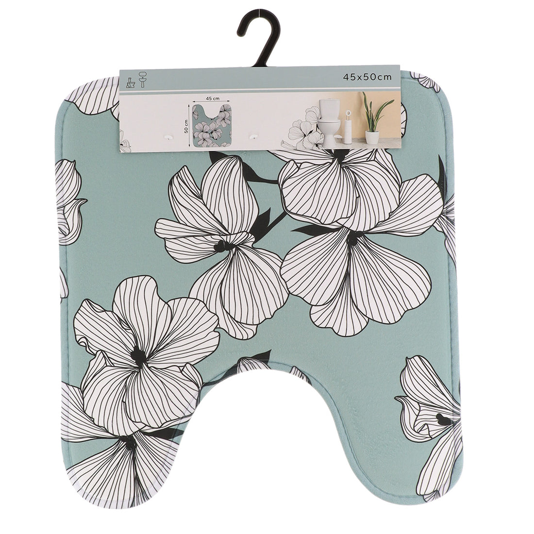 Covoraș contur WC din microfibră imprimată 45×50 cm – model Ecrin Verde