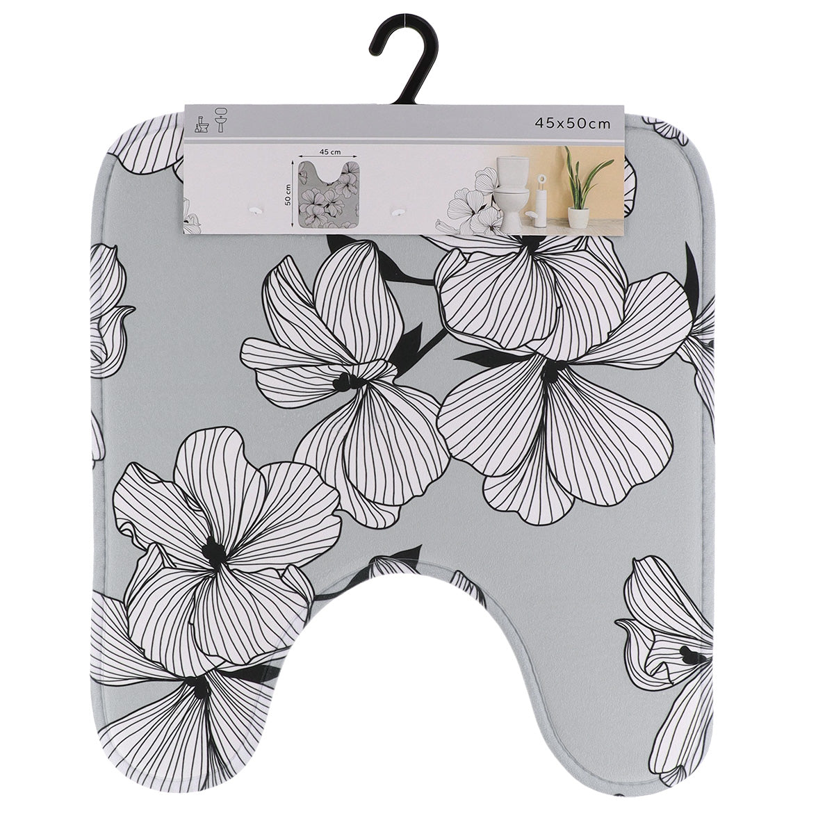 Covoraș contur WC din microfibră imprimată 45×50 cm – model Ecrin Gri