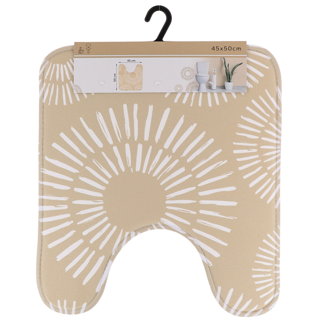 Covoraș contur WC din microfibră imprimată 45×50 cm – model Ethnic Spirals