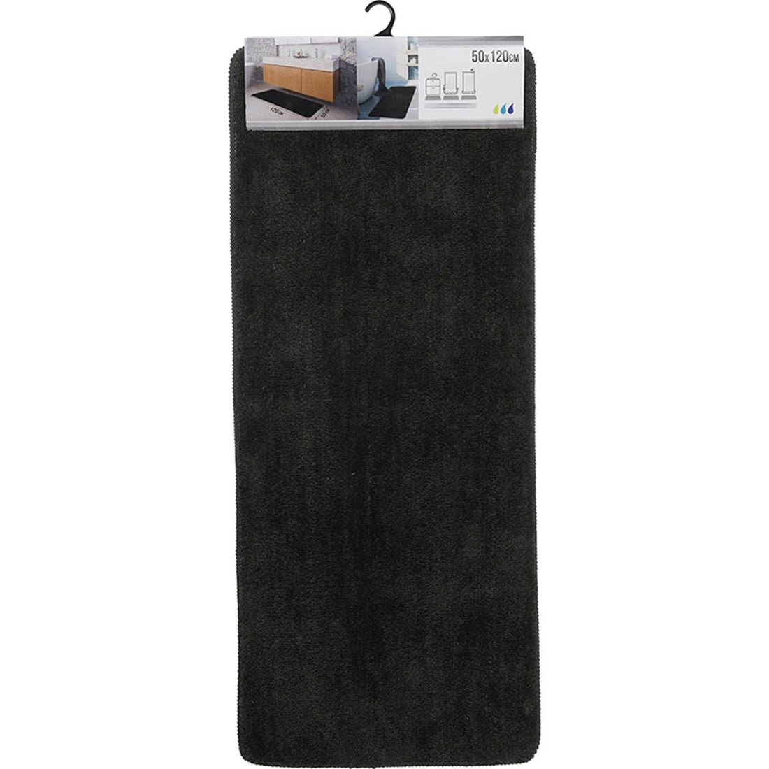 Covoraș Baie Microfibră Pentru Lavoar Dublu 50x120 CM cu Fund de Latex - Negru