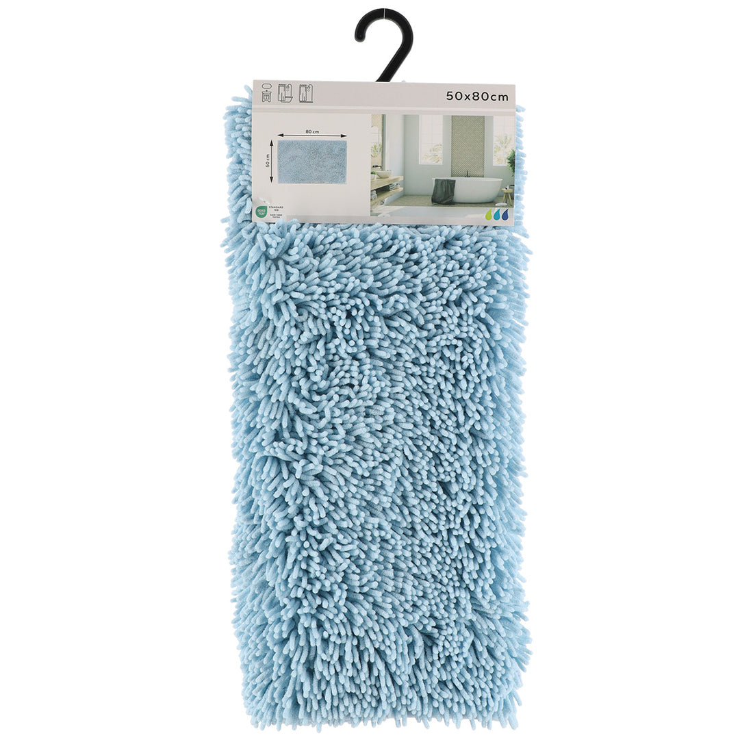 Covoraș de baie din microfibră tip „caterpillar” 50×80 cm – Albastru deschis