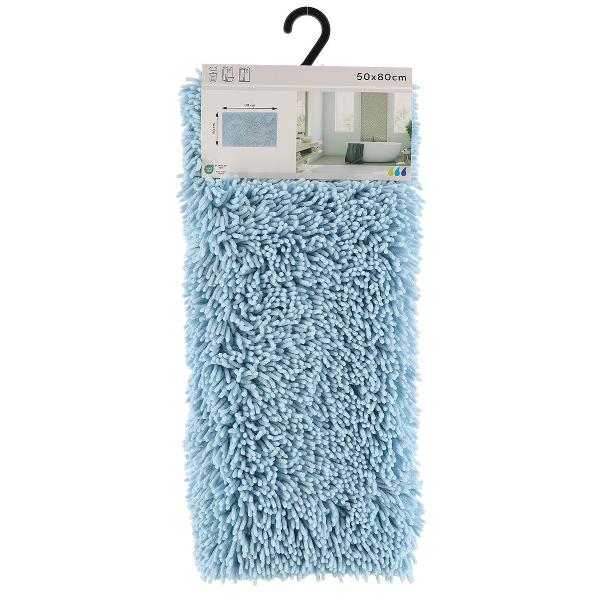 Covoraș de baie din microfibră tip „caterpillar” 50×80 cm – Albastru deschis