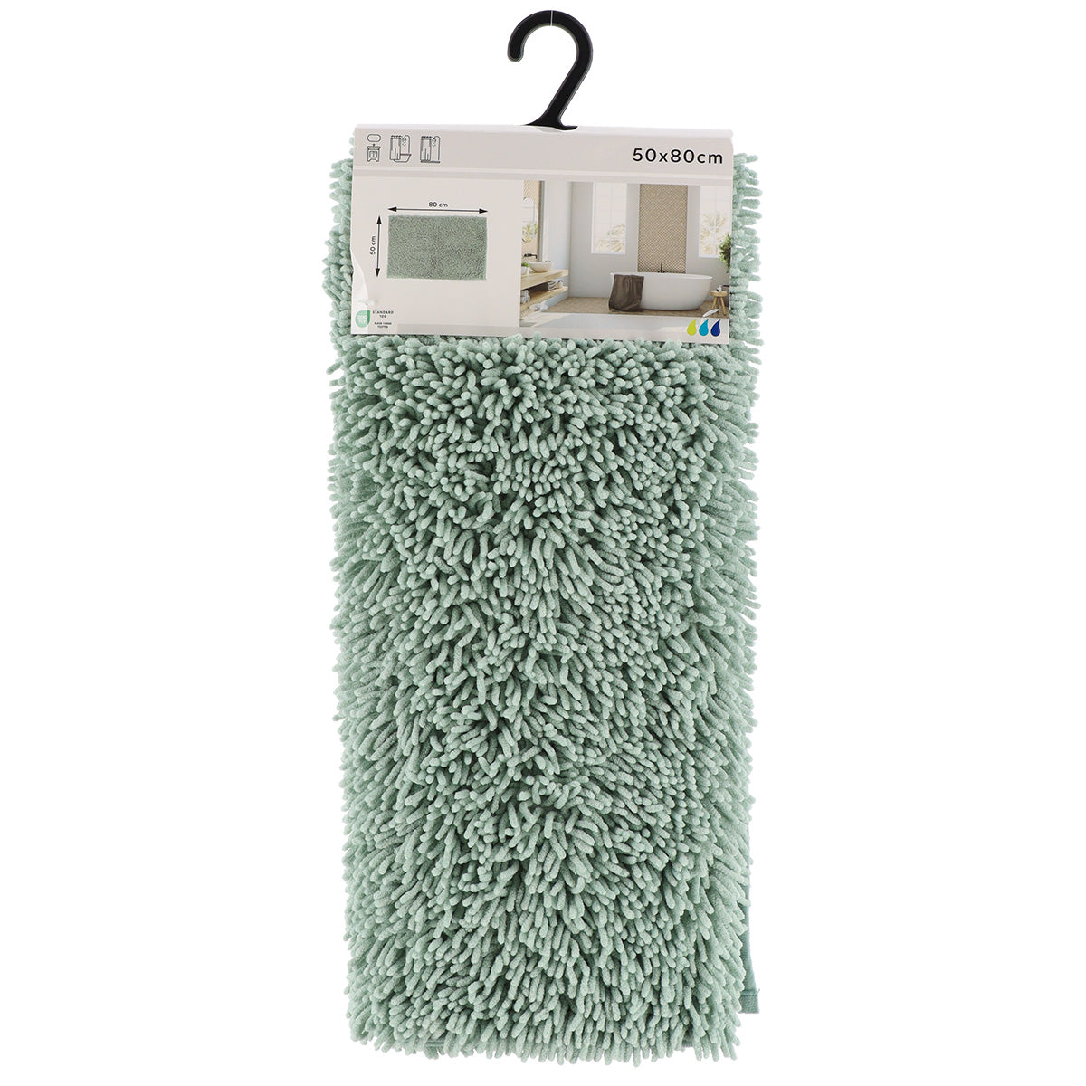 Covoraș de baie din microfibră tip „caterpillar” 50×80 cm – Verde eucalipt