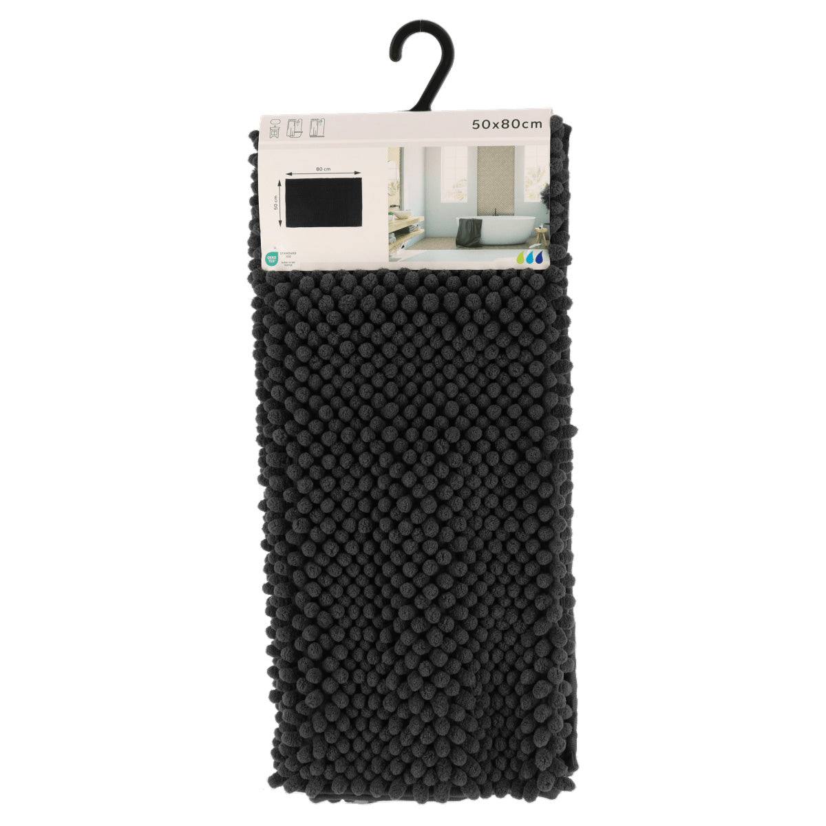 Covoraș de baie din microfibră cu textură în relief 50×80 cm – Negru