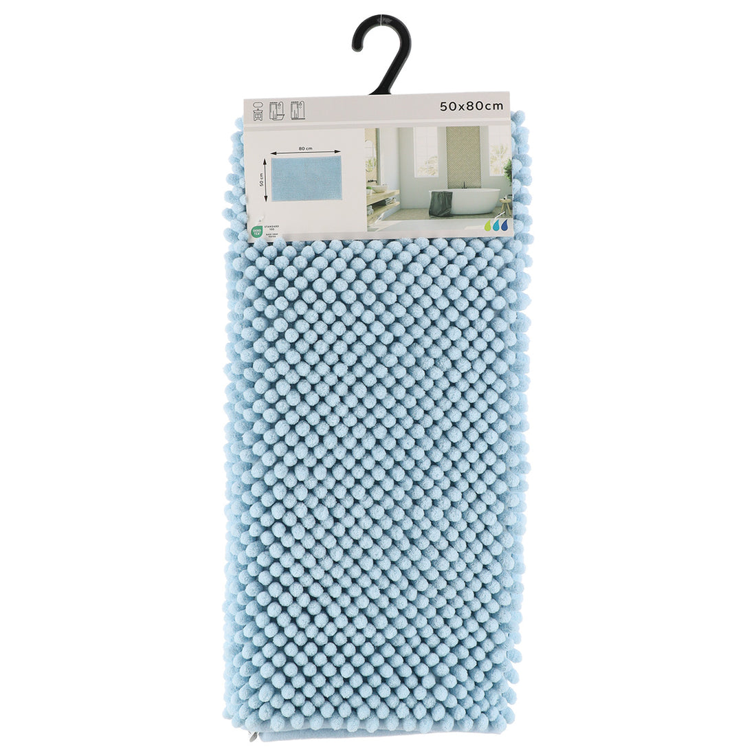Covoraș de baie din microfibră cu textură în relief 50×80 cm – Albastru deschis
