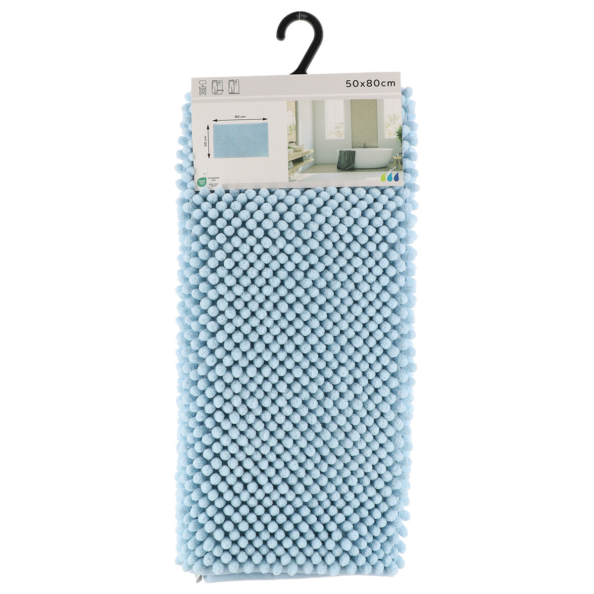 Covoraș de baie din microfibră cu textură în relief 50×80 cm – Albastru deschis