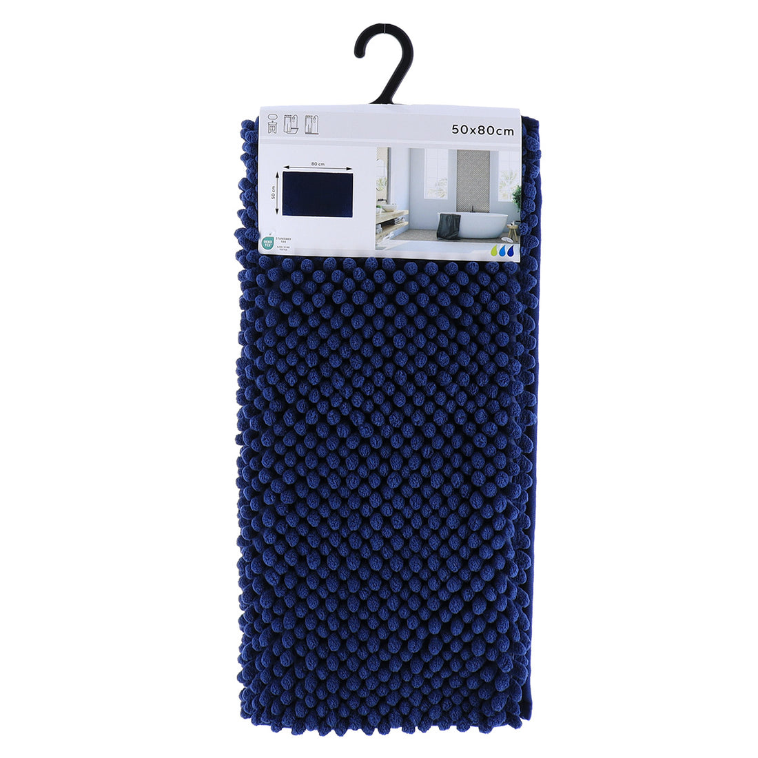 Covoraș de baie din microfibră cu textură în relief 50×80 cm – Albastru marin