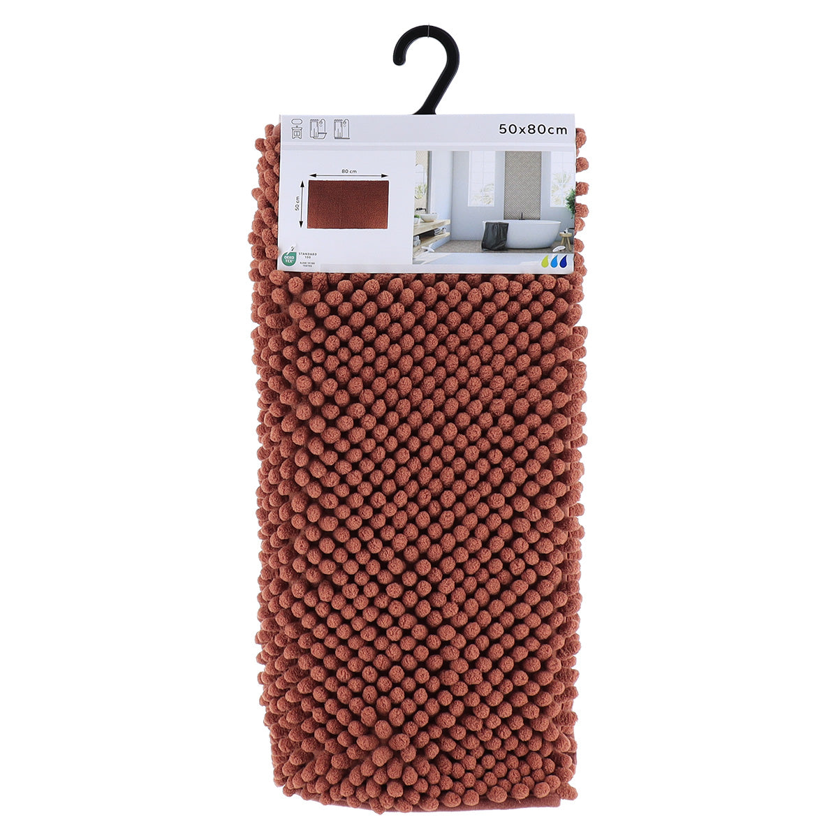 Covoraș de baie din microfibră cu textură în relief 50×80 cm – Maro cupru