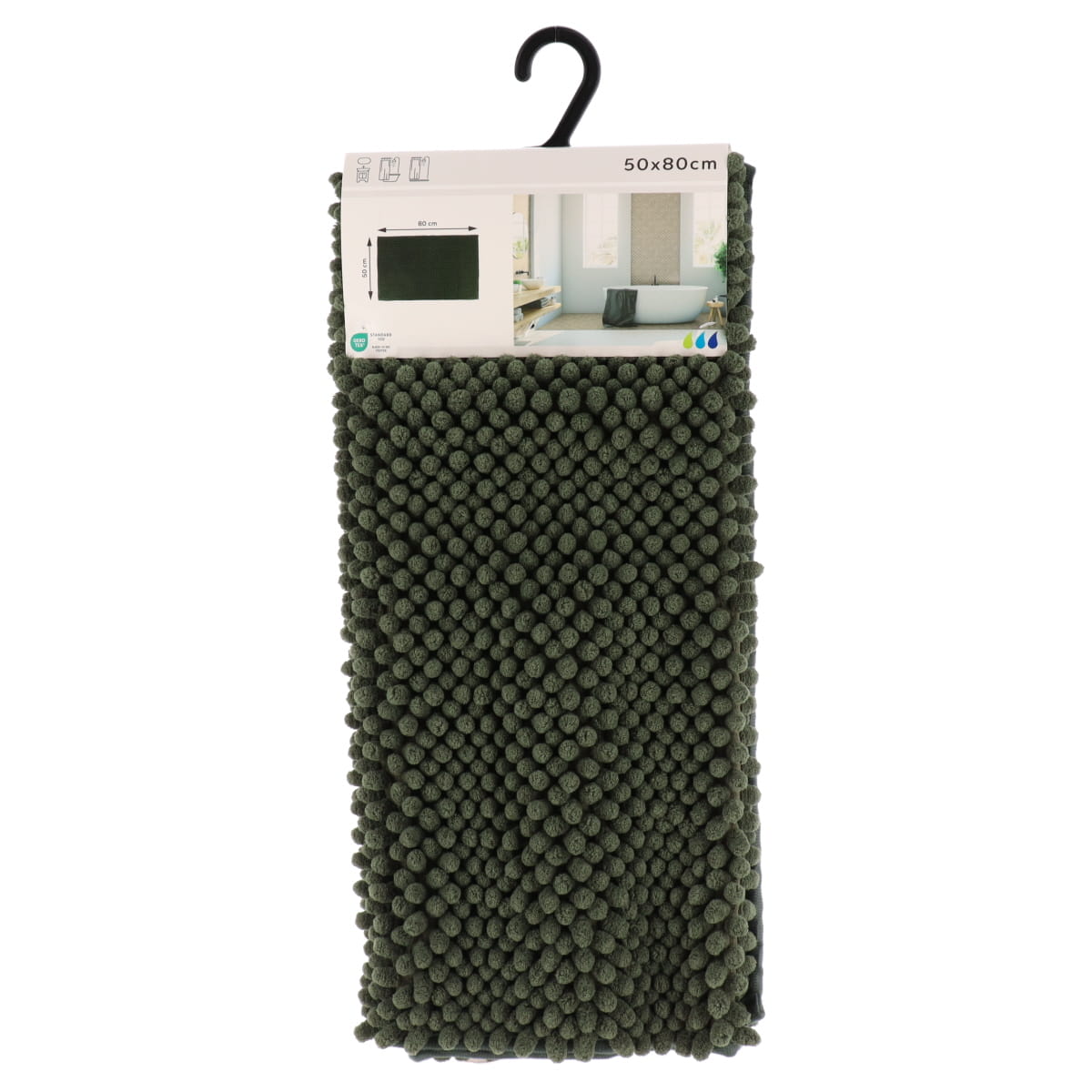 Covoraș de baie din microfibră cu textură în relief 50×80 cm – Verde închis