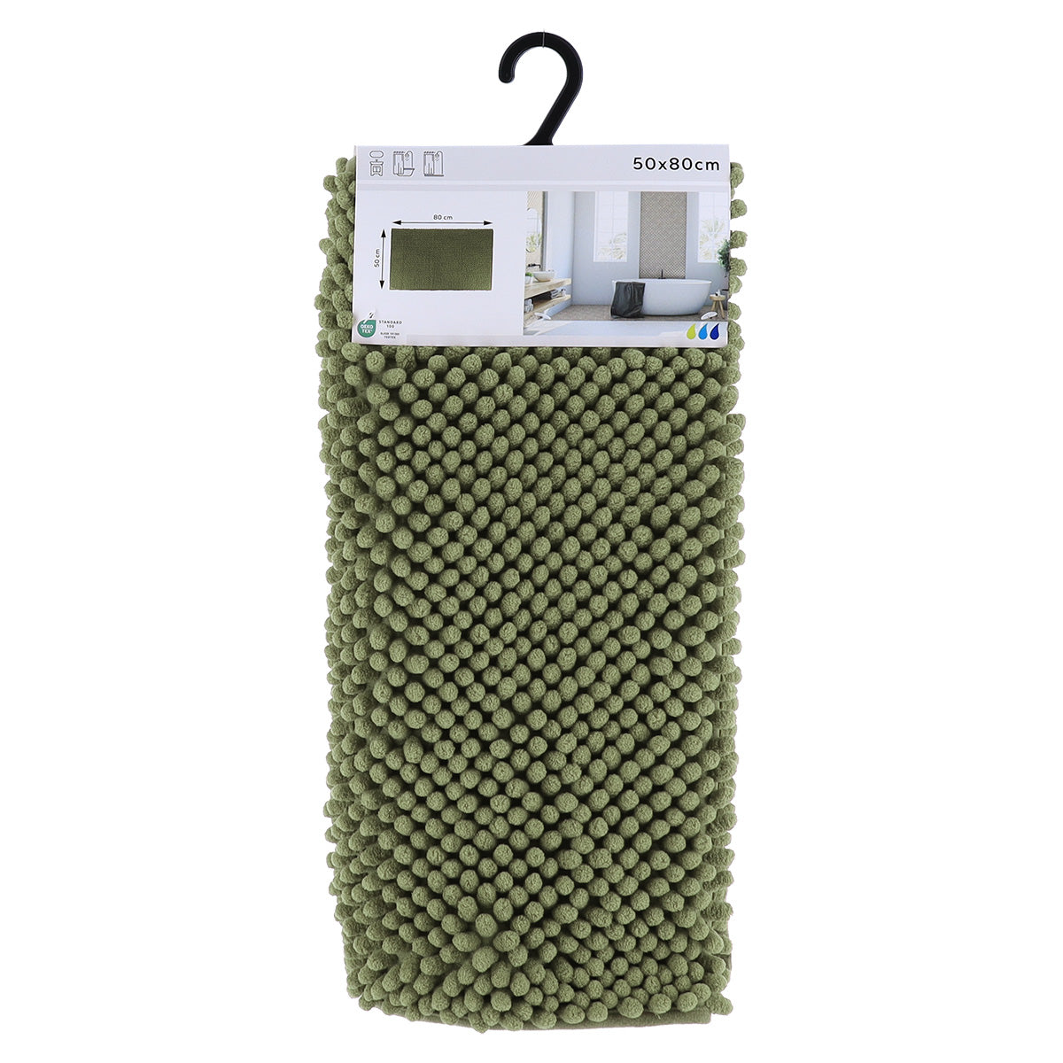 Covoraș de baie din microfibră cu textură în relief 50×80 cm – Kaki