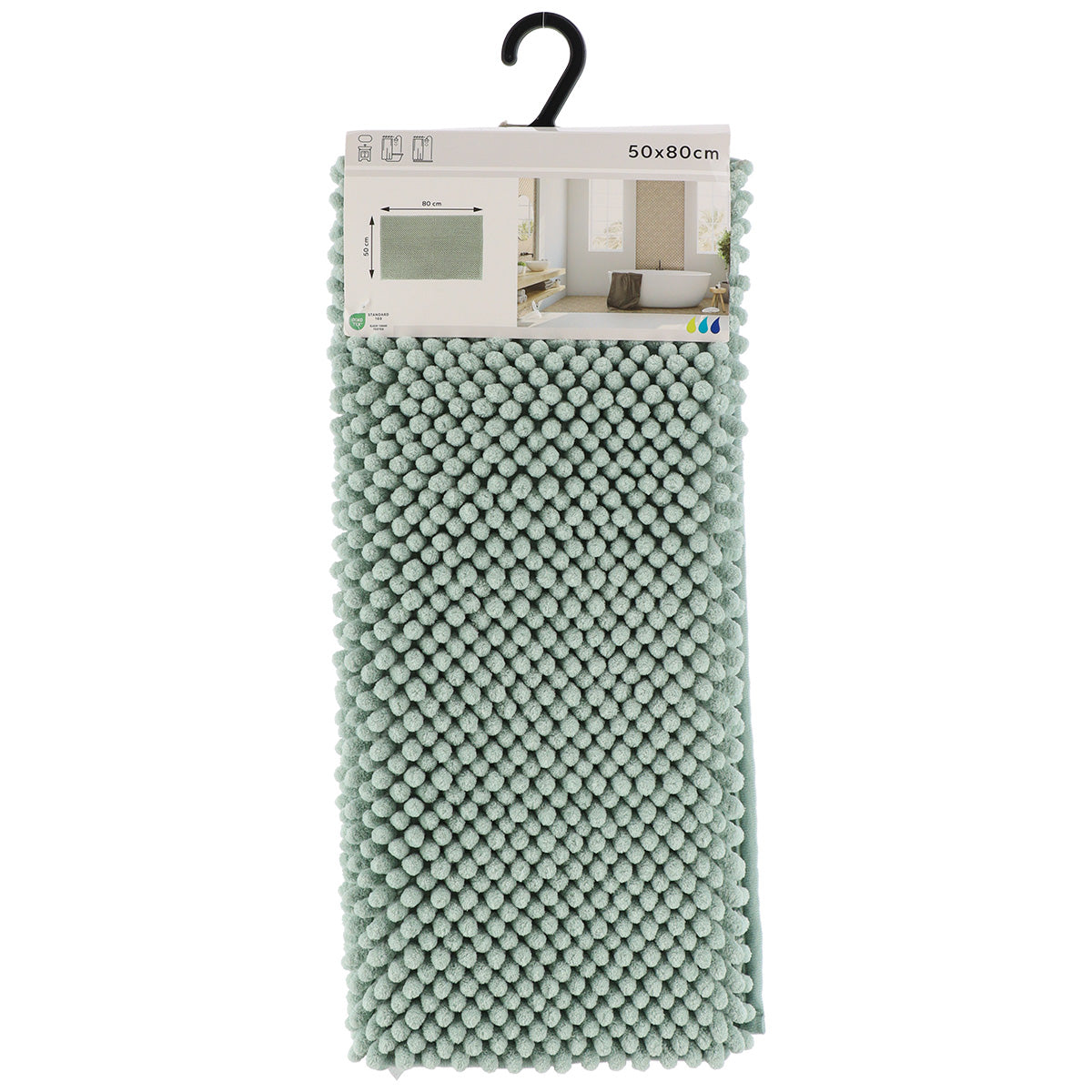 Covoraș de baie din microfibră cu textură în relief 50×80 cm – Verde eucalipt