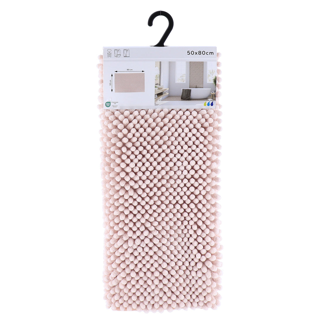 Covoraș de baie din microfibră cu textură în relief 50×80 cm – Roz pudrat