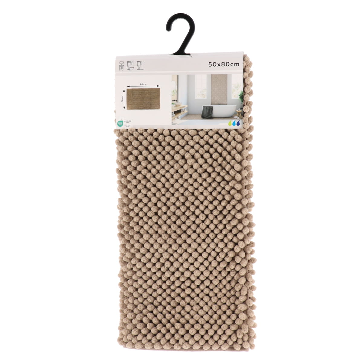 Covoraș de baie din microfibră cu textură în relief 50×80 cm – Taupe