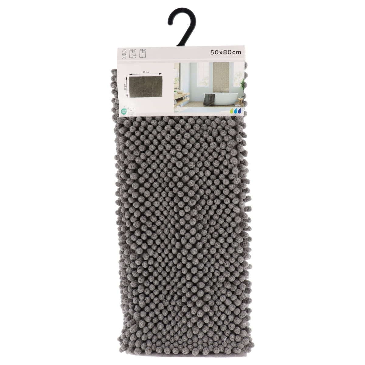 Covoraș de baie din microfibră cu textură în relief 50×80 cm – Gri