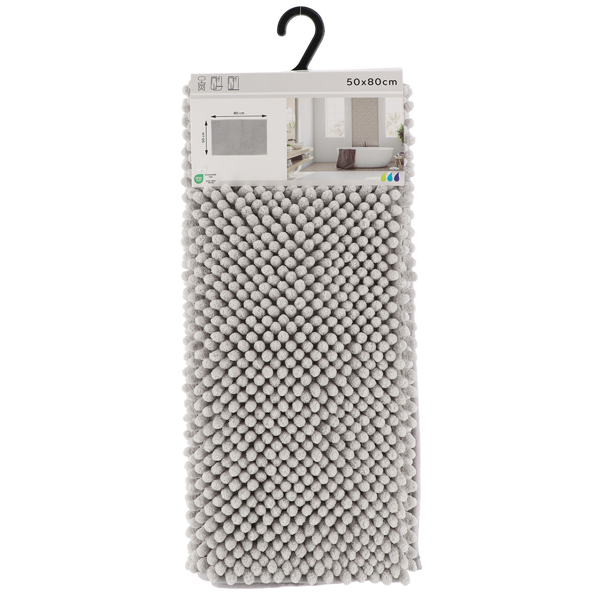 Covoraș de baie din microfibră cu textură în relief 50×80 cm – Gri deschis