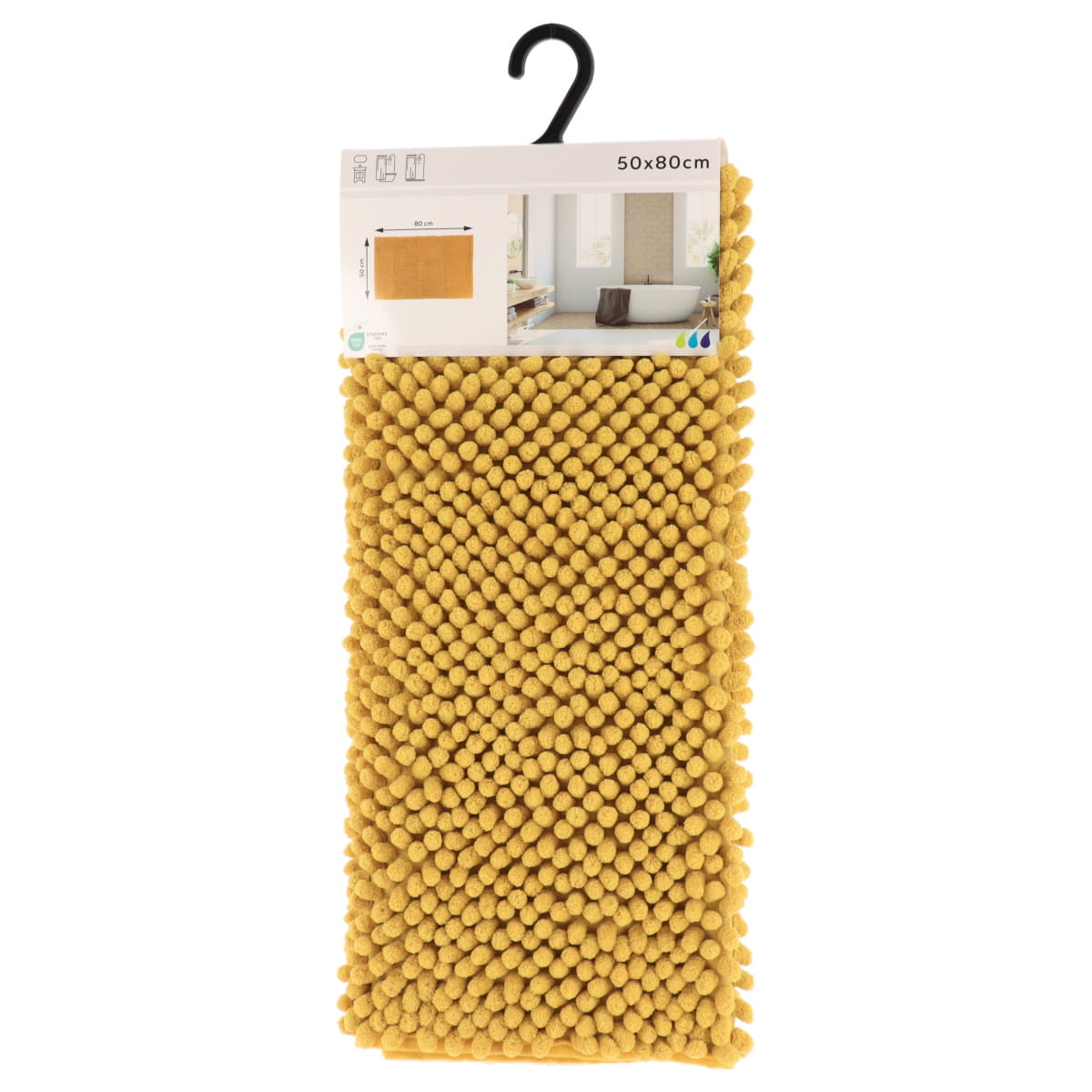 Covoraș de baie din microfibră cu textură în relief 50×80 cm – Muștar