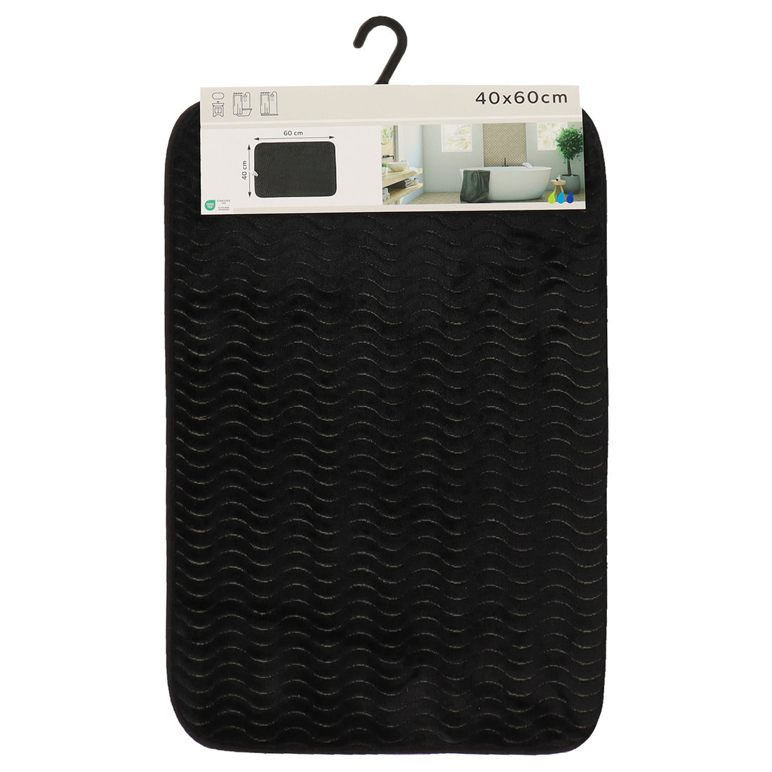 Covoraș din poliester cu efect de valuri 40×60 cm – Negru