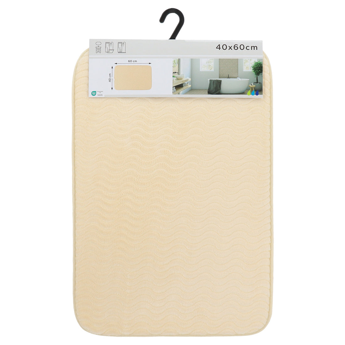 Covoraș din poliester cu efect de valuri 40×60 cm – Natural