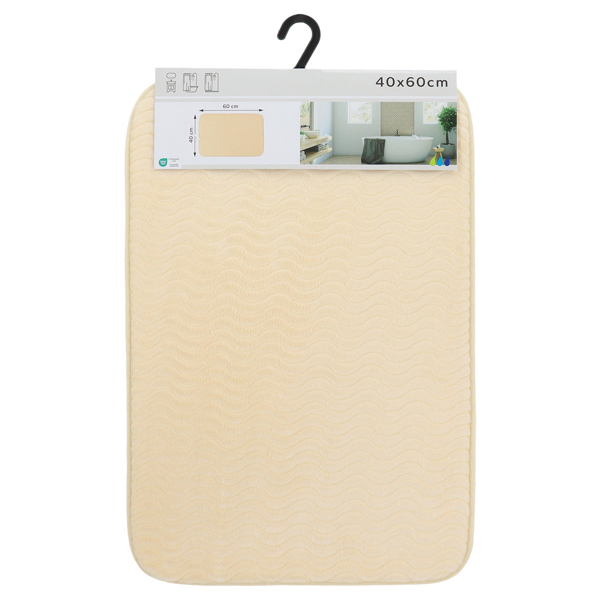 Covoraș din poliester cu efect de valuri 40×60 cm – Natural