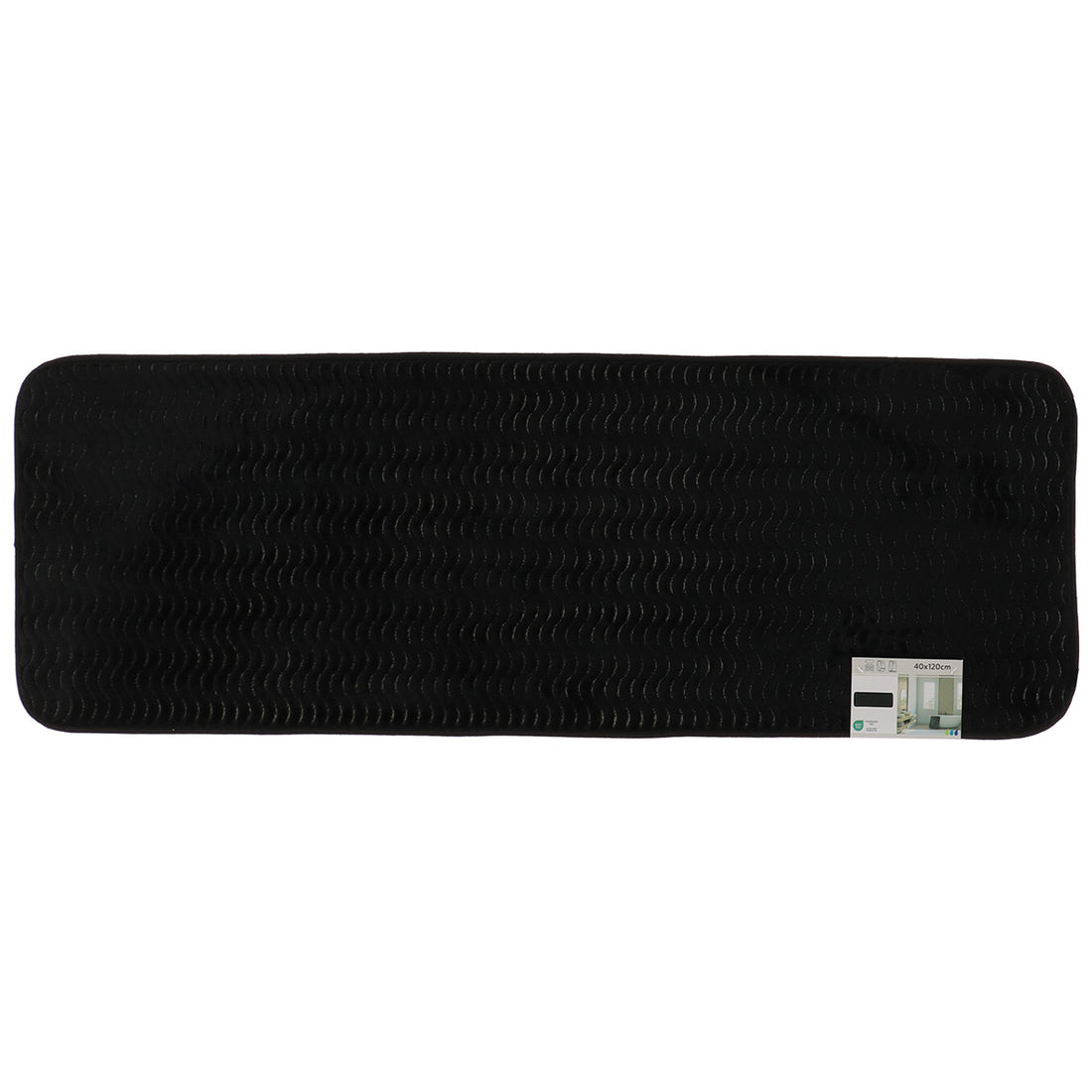 Covoraș din poliester cu efect de valuri 40×120 cm – Negru