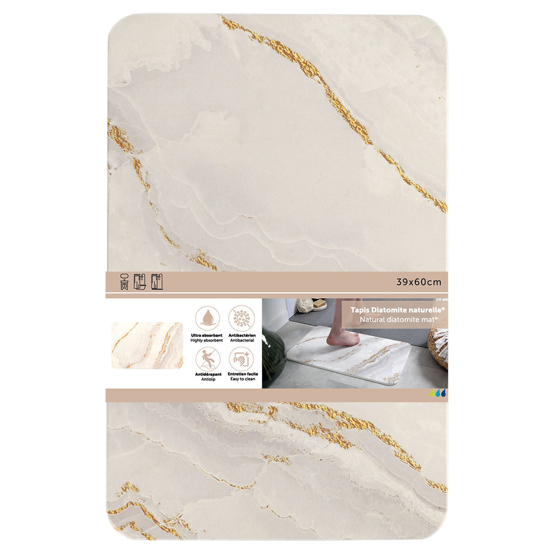 Covoraș diatomit 39×60 cm – model MARBLE