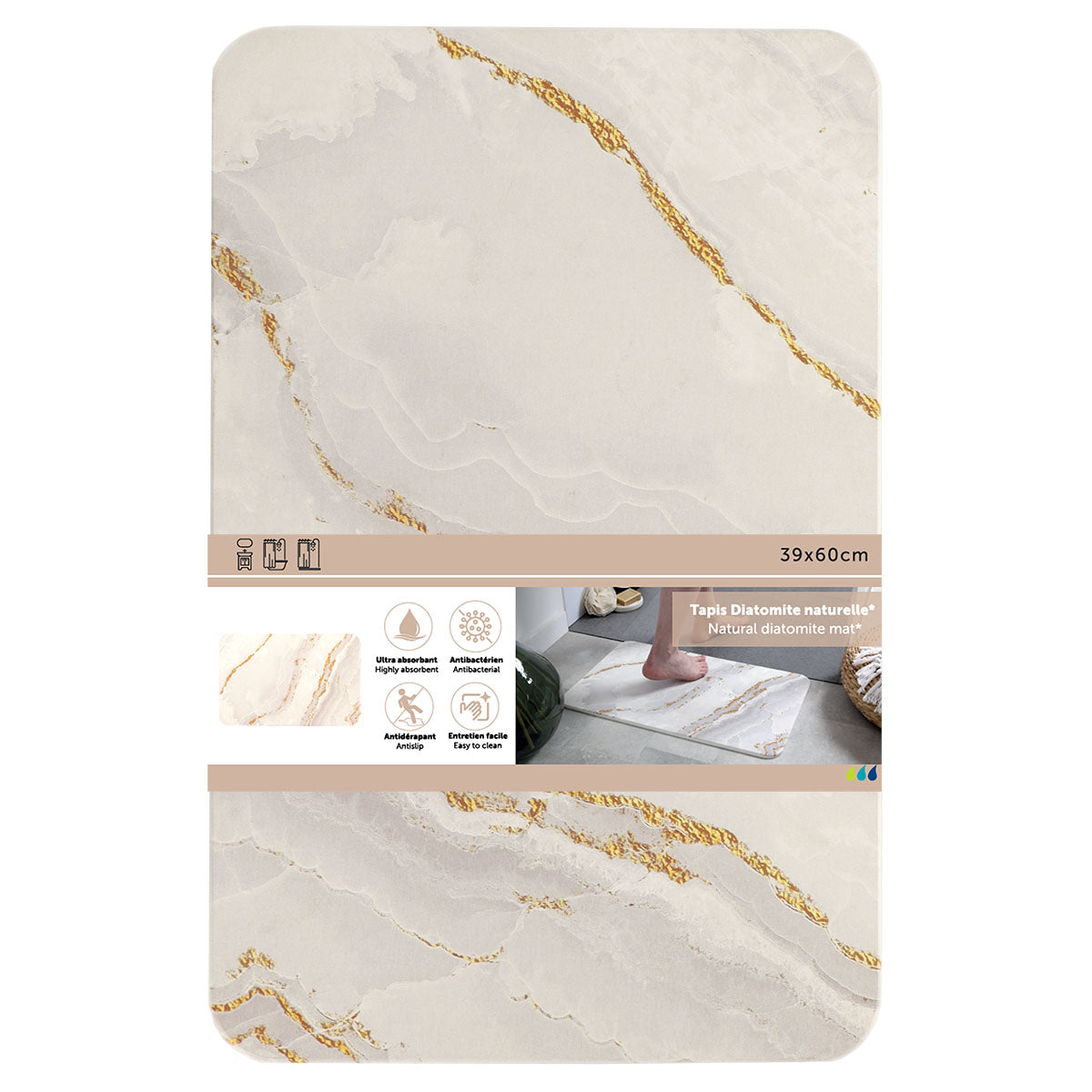 Covoraș diatomit 39×60 cm – model MARBLE