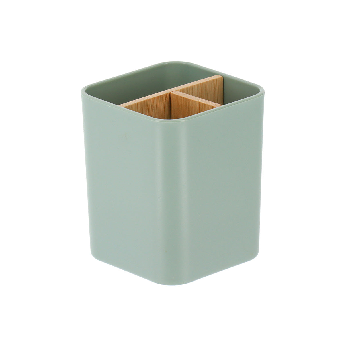 Organizator pătrat cu 3 compartimente plastic/bambus – Verde salvie