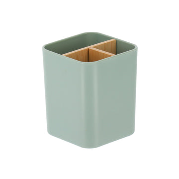 Organizator pătrat cu 3 compartimente plastic/bambus – Verde salvie