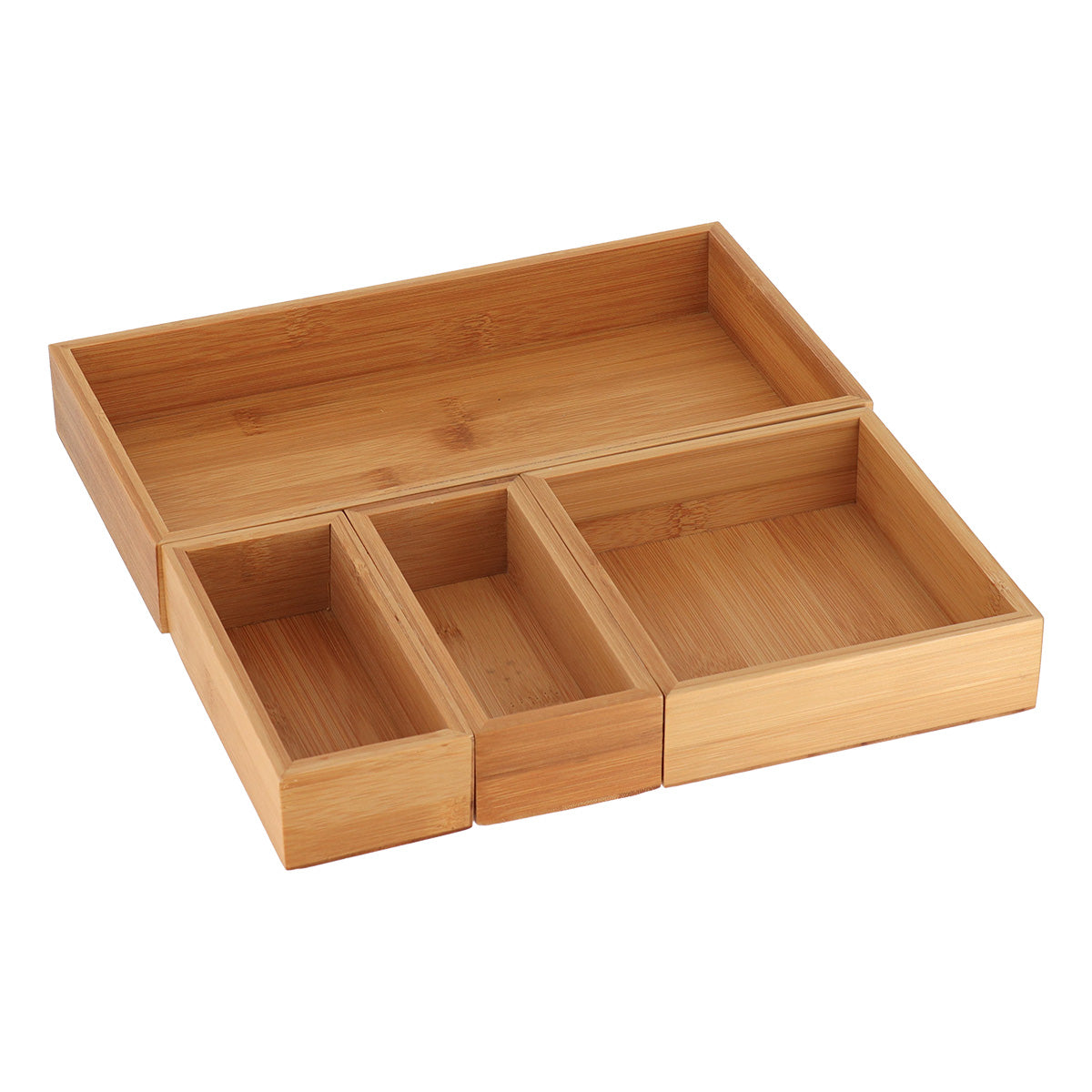 Organizator de sertar din bambus cu 4 cutii stivuibile – Bambus natural