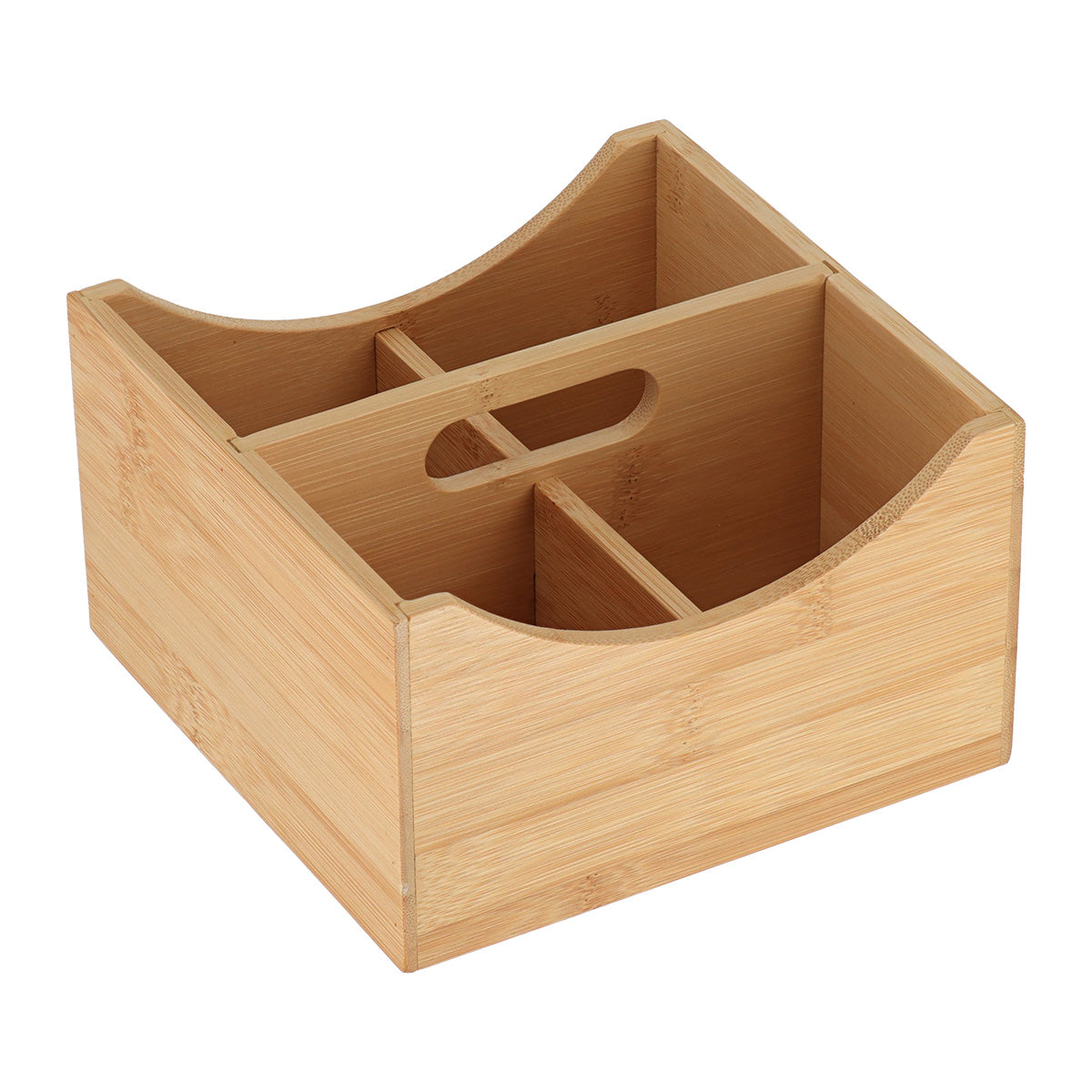 Organizator din bambus cu 4 compartimente și mânere – Bambus natural