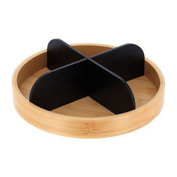 Tavă rotativă din bambus cu 4 compartimente – Negru mat