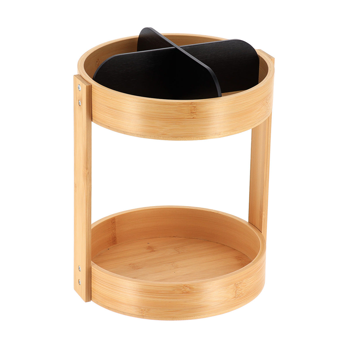 Organizator rotativ din bambus cu 2 niveluri – Negru mat