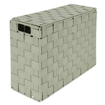 Coș dreptunghiular din poliester cu capac și structură metalică – Verde salvie