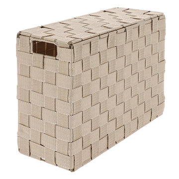 Coș dreptunghiular din poliester cu capac și structură metalică – Bej