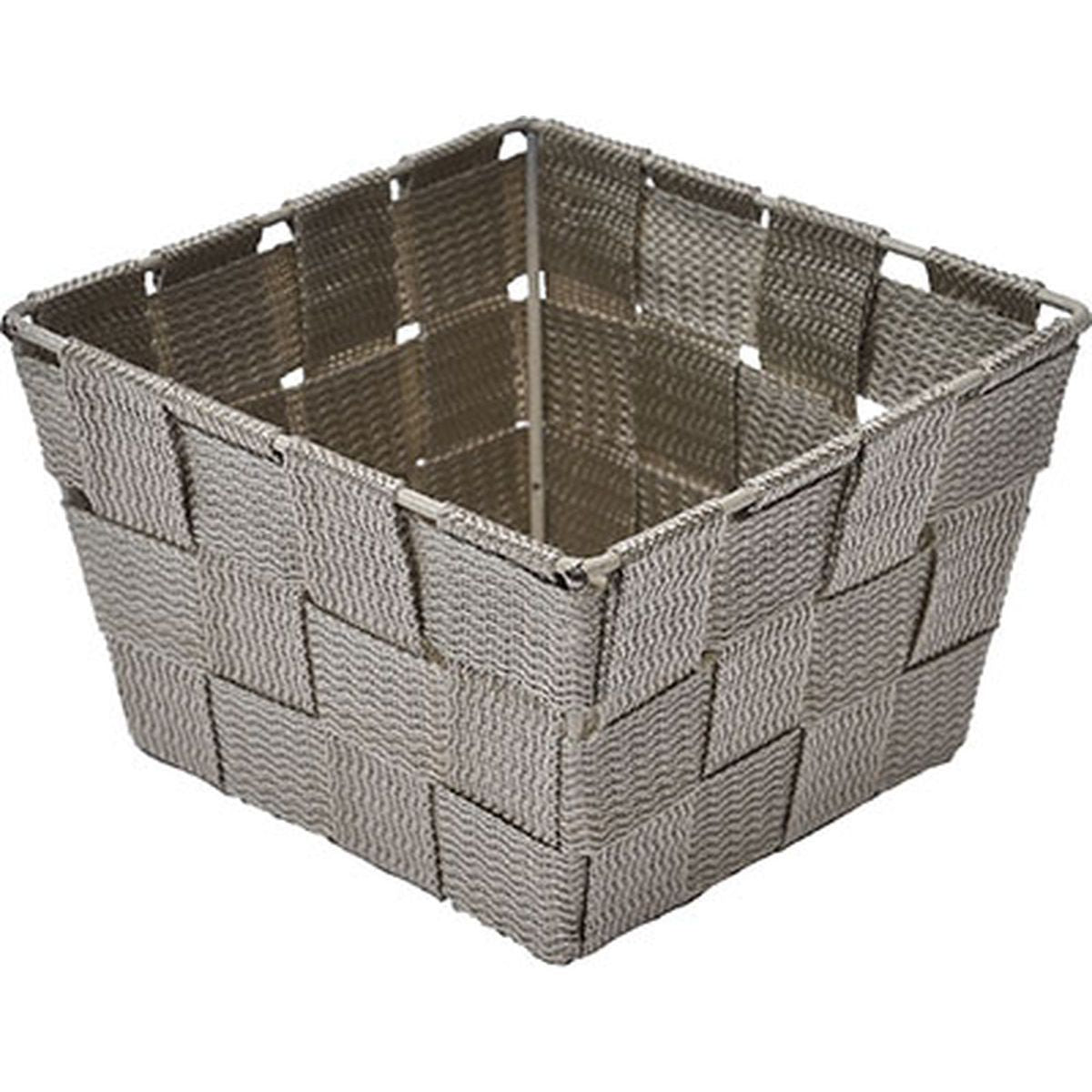 Coș pătrat din poliester împletit – 14×14×9 cm – TAUPE