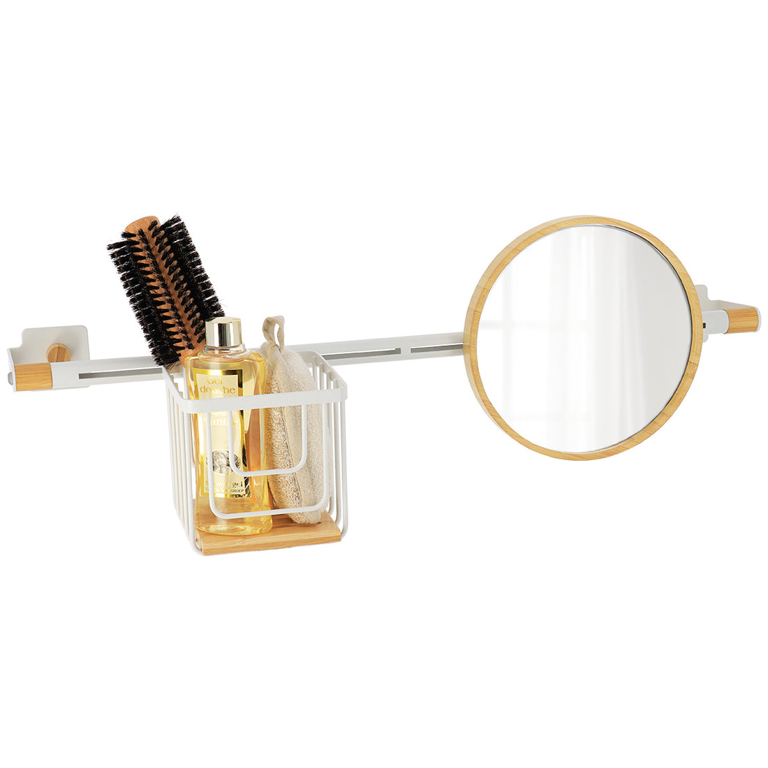 Oglindă rotundă 1 față, fixabilă pe tijă sau cu bază – Bambus