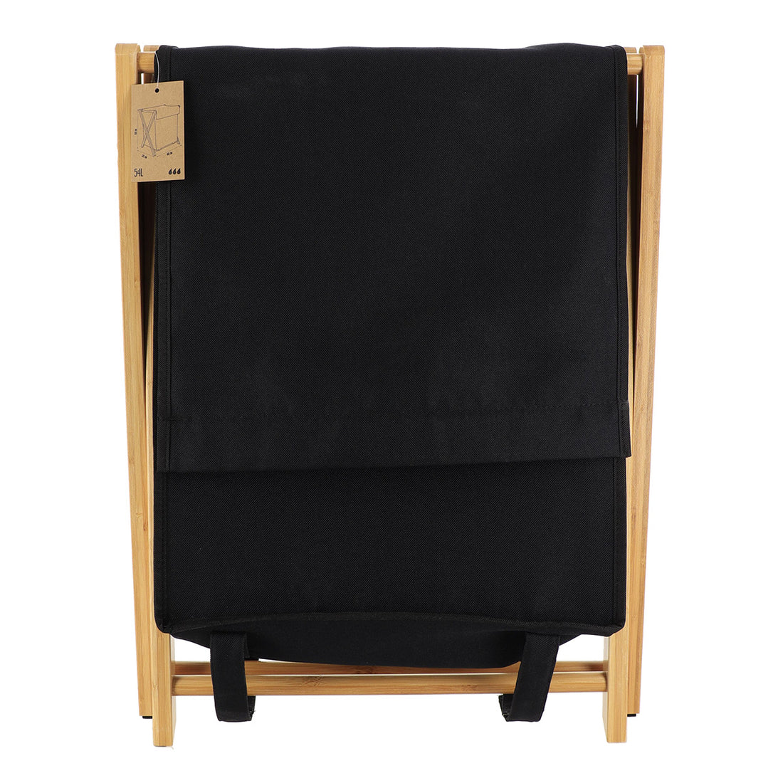 Coș de rufe pliabil din bambus 54L – Negru/Bambus