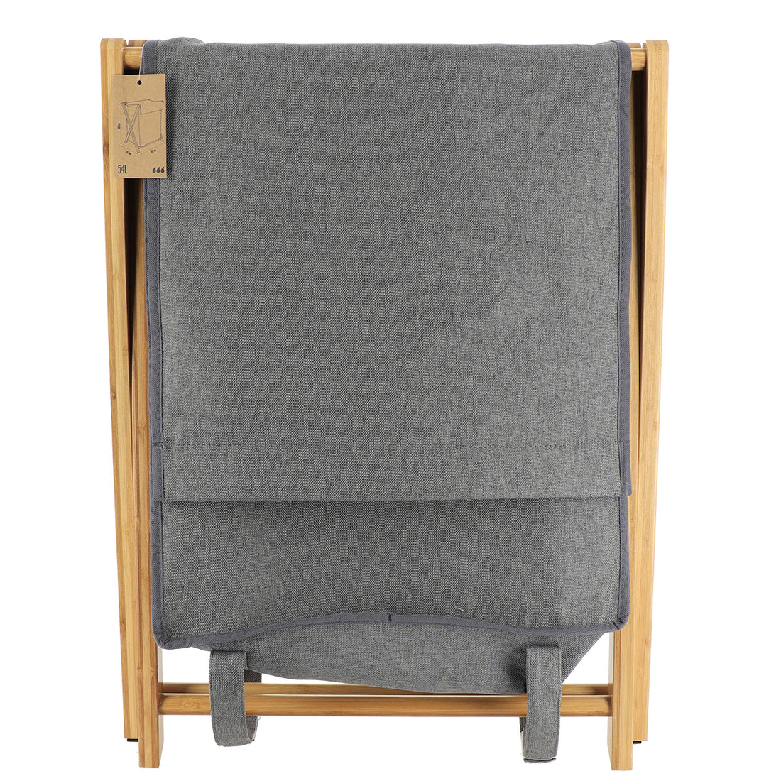 Coș de rufe pliabil din bambus 54L – Gri/Bambus
