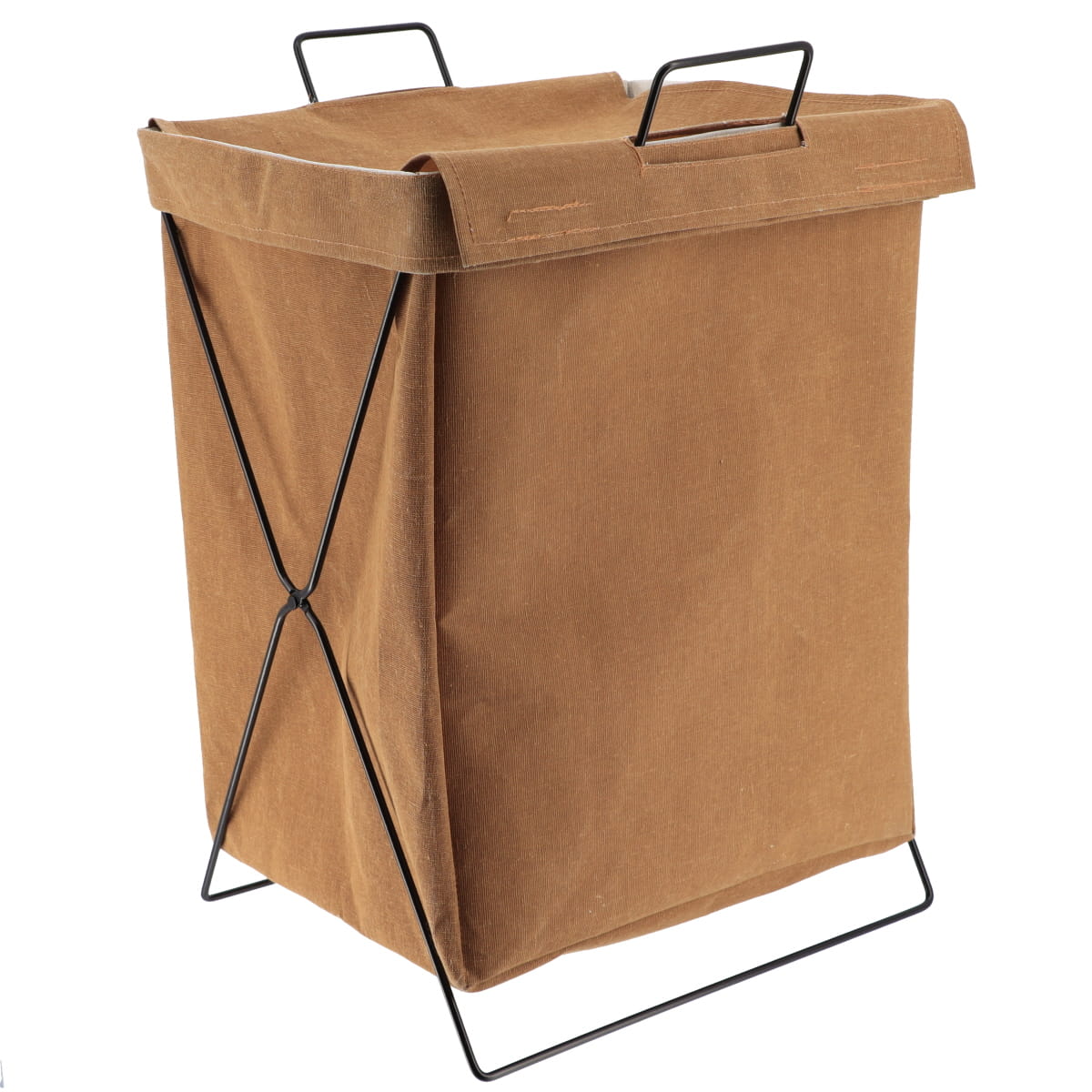 Coș rufe pliabil cu structură metalică 50L – NATURAL/BROWN