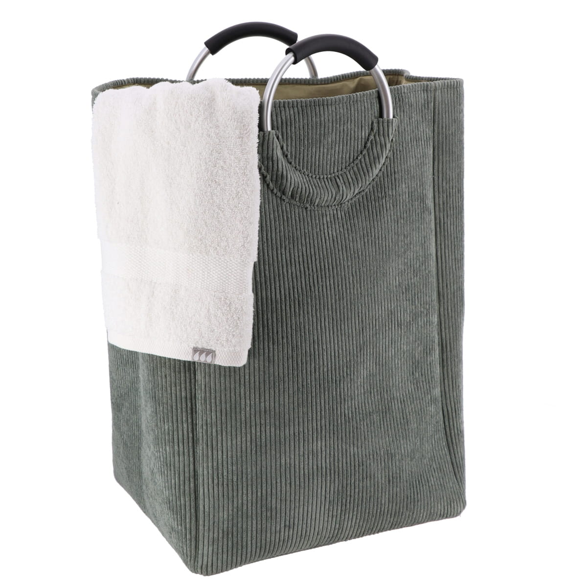 Coș rufe pliabil din catifea reiată 55L – Kaki