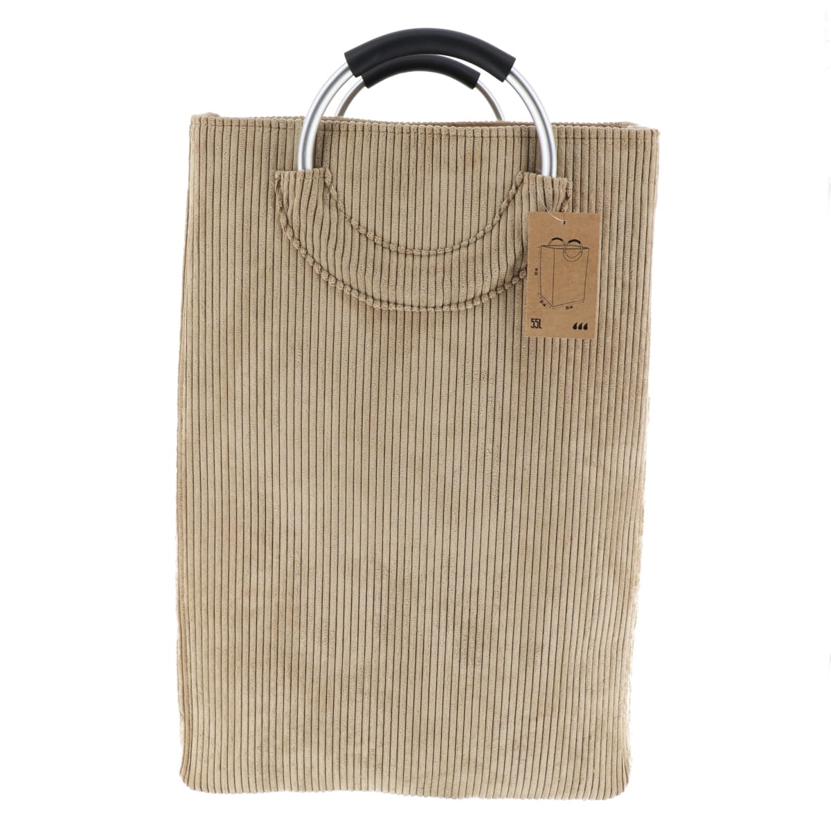 Coș rufe pliabil din catifea reiată 55L – Taupe