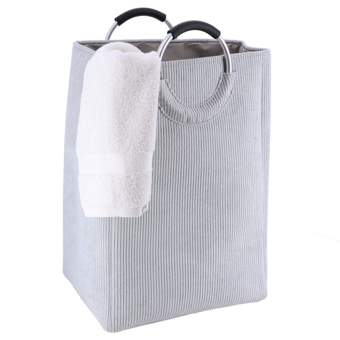 Coș rufe pliabil din catifea reiată 55L – CLEAR GREY