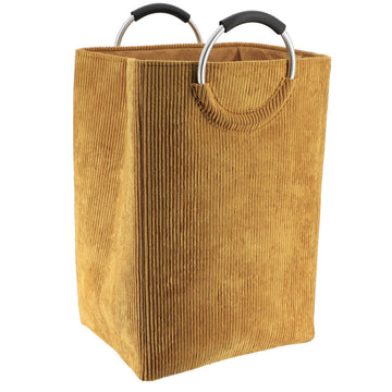 Coș rufe pliabil din catifea reiată 55L – Muștar