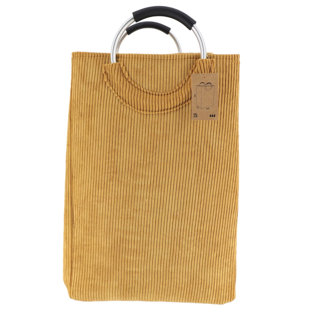 Coș rufe pliabil din catifea reiată 55L – Muștar