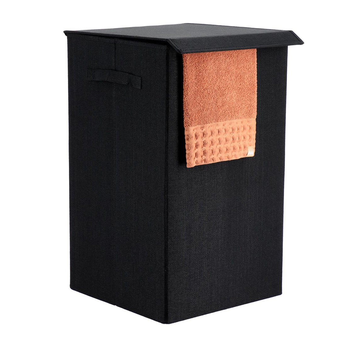 Coș rufe pliabil din poliester/MDF 55L – Negru