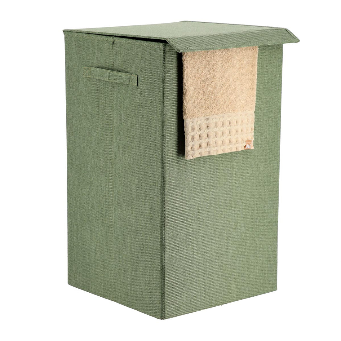 Coș rufe pliabil din poliester/MDF 55L – Verde