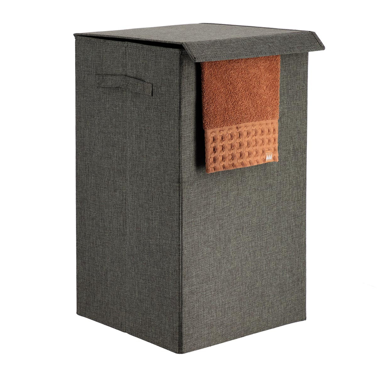 Coș rufe pliabil din poliester/MDF 55L – Gri